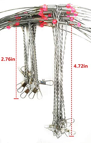 Image of Drchoer 10pcs Fishing Wire Leader Trace 70LB Stainless Steel Wire Fishing Leaders with Swivels Snaps Beads,Arms 1 /2 /3 /4pcs,Arm Length 2.76 /4.72in Available