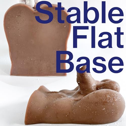 Image of Male Dildo Sex Doll Torso for Adult Women, Hands Free TPE Female Masturbator for Masturbation, Dark Brown Long Dildo Real Love Doll Torso for Men Gay Bottom Anal, Unisex Adult Toy, Flat Stable Base
