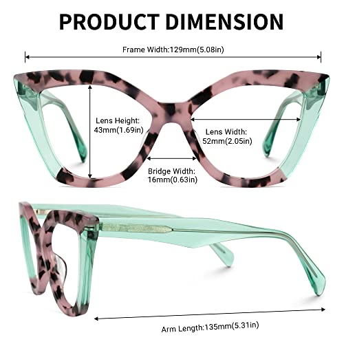 Image of Zeelool Stylish Acetate Cat Eye Glasses Frame with Non-prescription Clear Lens Women Oversized Eyewear Spitler ZJGA100148