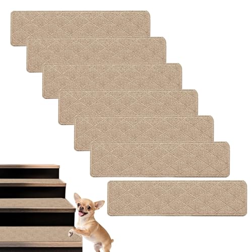 Alfombrillas antideslizantes para escaleras, paquete de 7 alfombrillas adhesivas, fundas de escalera lavables para el hogar, sótano, cocina, baño, uso al aire libre y jardín, seguro
