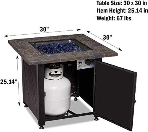 Endless Summer 30" Outdoor Propane Gas Fire Pit Table (Blue Fireglass) #TOP6