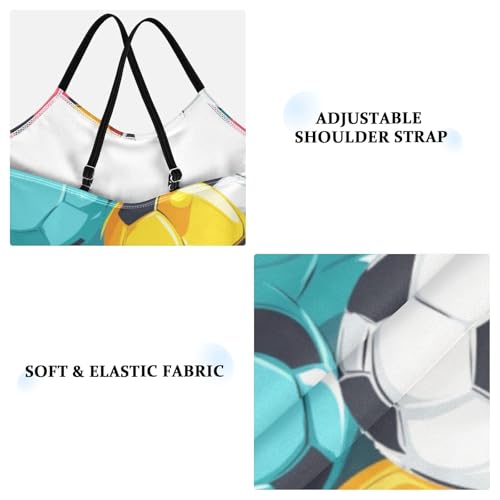 ZZKKO Colorful Footballs Girls Swimsuit One Piece Bathing Suit for Baby Girls' Swimwear 3-10T3