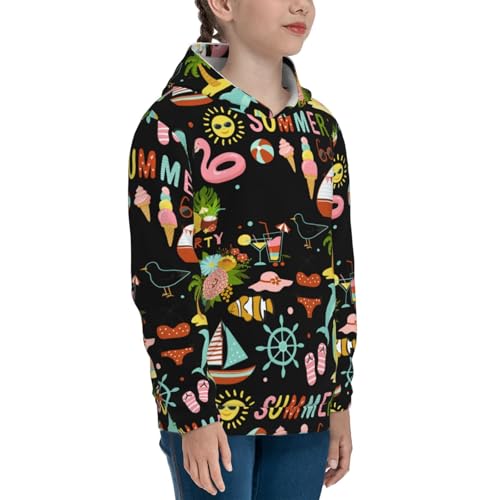 Hello Summer Kids Pullover Hoodies Boys Sweatshirts Girls Athletic Clothes with Pocket3