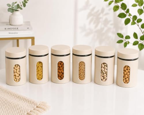 Image of Oval Window Plastic Storage Container | Airtight Kitchen Storage Containers | Containers for Kitchen Storage with Window for Snacks, Dry Fruits, Tea & Coffee (Multicolor) (1000 ML - 6 piece)