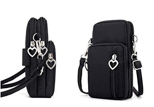 Voarge Messenger Schoudertas voor dames, 3 lagen, modieus, voor mobiele telefoon, hart, ritssluiting, armtas, hanger… - Image 5
