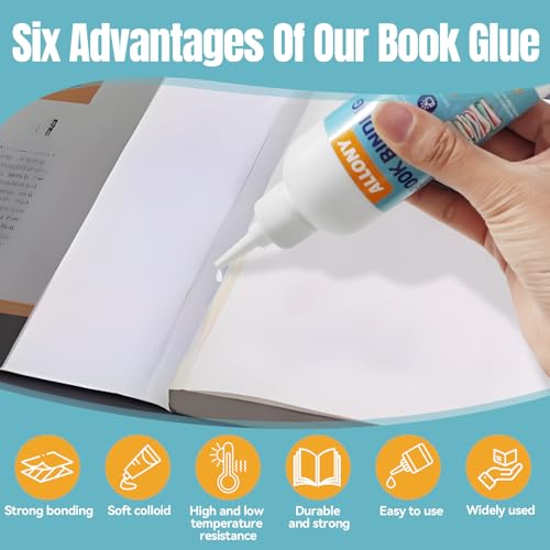 Allony Buchbinderleim, Stark und Wasserfest Buch Binden, Buchleim mit Bürste für Buch Binden/Reparatur/Karton, 200ml