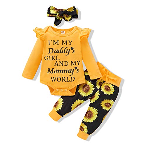 Newborn Baby Girl Clothes Set Toddler Girls Outfits Ruffle Romper Onsies Floral Pants Cute Baby Girls Clothing