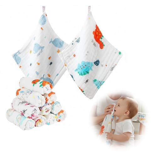 Image of BabyGo Cotton Extra Soft Muslin Washcloths for Newborn Baby | 100% Pure Cotton Reusable Face Towels & Hankies | Gentle Skin-Friendly Baby Towels 30x30 cm for Infants & Toddlers (Pack of 2)