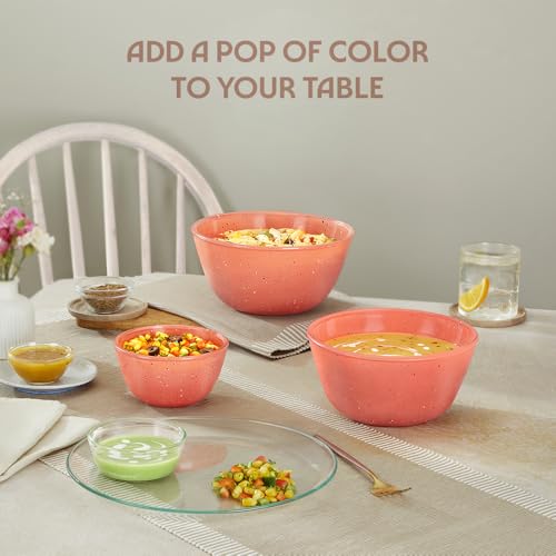 Image of Borosil 1.5 L Kube Pink Serving & Mixing Bowl | Made in India Borosilicate Glass Bowl for Kitchen & Dinning | Bowl for Mixing Dough, Salad, Batter | Microwave & Dishwasher Safe