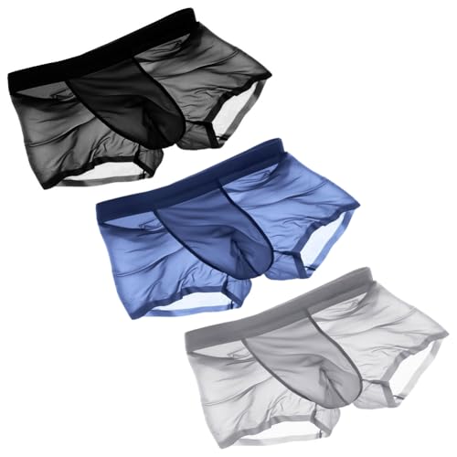 Mens Ice Silk Boxers Briefs Sexy Cooling Trunks Underwear Super Thin Bulge Pouch Boxers - Main Image