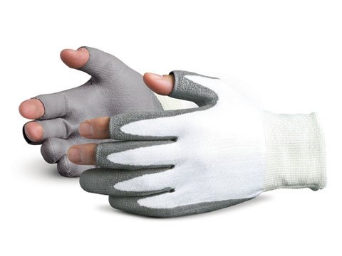 Superior SSXPU3OF Superior Touch Dyneema Open-Finger Glove with Polyurethane Coated Palm, Work, Cut Resistant, 13 Gauge Thickness, Size 10, Gray/White (Pack of 1 Pair)