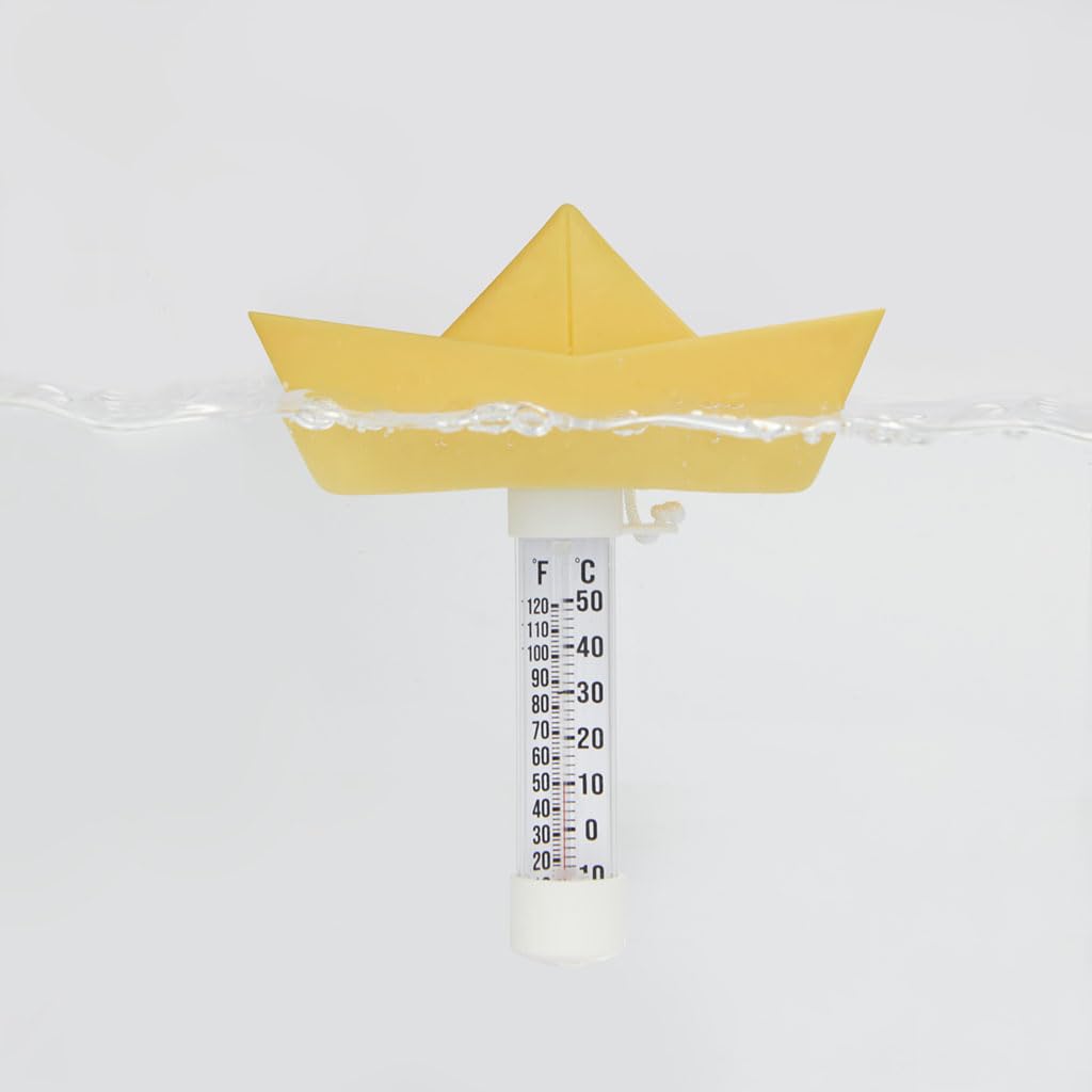 Balvi thermomètre de piscine/bain Paper Boat Couleur Jaune Bateau flottant en origami Plastique 15x16