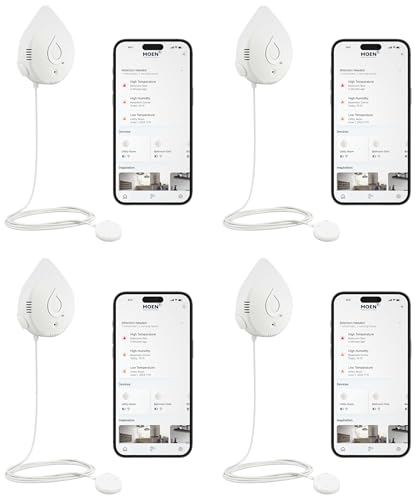 Image of Moen Flo Smart Water Leak Detector, Drip or Flood Sensor Alarm for Home, 4-Pack, White, 920-004
