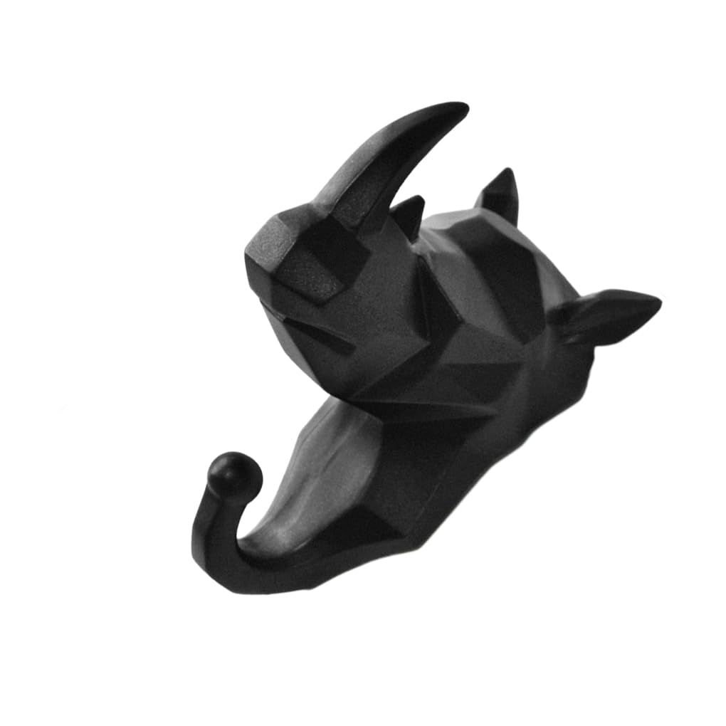 WOVEBIUS Animal Shape Coat Hook Made of Resin for Long-Lasting Not Easy to Wear. Easy to Install Animal Head Coat Hook Coat Hooks Black (Rhino)