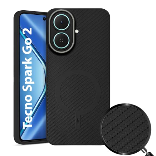 Image of LIRAMARK Rugged Carbon Fibre TPU Armor Silicone Back Cover Case for Tecno Spark Go 2