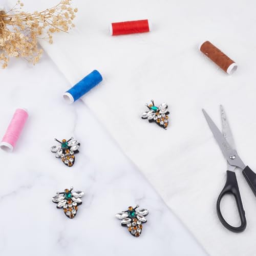 GORGECRAFT 4Pcs Bee Beaded Rhinestone Embroidery Patches Insect Applique Crystal Brooch Sew On Patch for Jeans Jackets Clothing Scrapbooking Handbag Shoes Diy Decorative Patches - Image 4