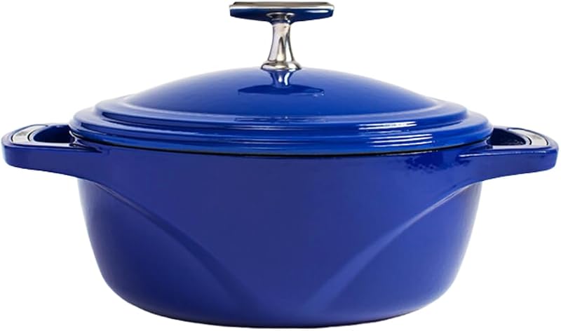 Horno holandés de hierro fundido esmaltado de 4,5 cuartos de galón – Utensilios de cocina de hierro fundido – Olla de horno holandés con tapa – Color de vela suavizante – Capacidad de 4,5 cuartos de galón