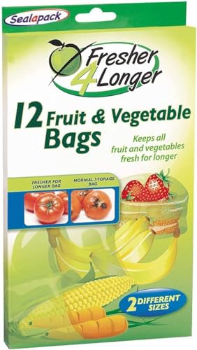 Fruits and Vegetables Storing Bags 2 Size Natural Food Storage Bag for Home Ready to Use Keeps Fresh for Longer Pack of 12 (2 Size)