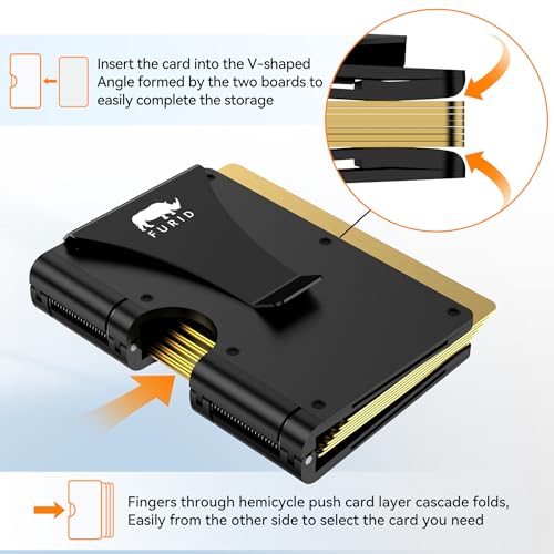 card wallet for men slim minimalist metal wallets with money clip - rfid thin front pocket credit card holder - gift for men husband father at anniversay brithday