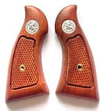 FYFIXN Hardwood Handgun Grips Compatible with Smith and Wesson K/L Frame Square Butt Revolvers Finger Groove Checkered Design Deluxe Classic Handmade Craft Handcraft