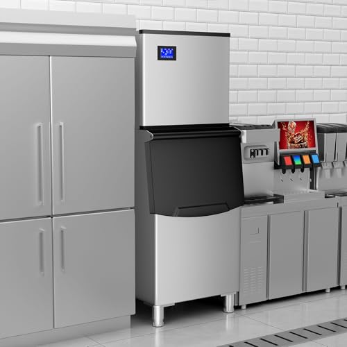 Image of Commercial Ice Maker Machine 578 Lbs /24H with 400LBS Large Storage Bin Ice Ready in Air Cooled Clear Cube Ice for Bar Business Cafe ETL (578 Lbs /24H)