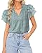 Lotusmile Womens Blouses for Work Professional, Women Work Tops Summer Chiffon Blouses Trendy Petite Blouse Boho Top 2025 Shirts Short Ruffle Sleeve Floral Tops for Women Dressy Casual