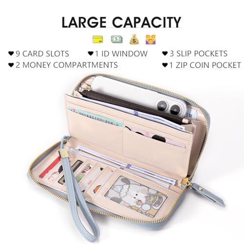 Image of Pomelo Best Wristlet Women Wallet Floral RFID Clutch Purse | Vegan Leather, Multi Credit Card, Large Capacity Zip Around Long Travel Wallets with Coin and Phone Pocket for Ladies