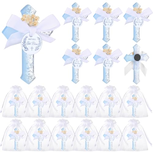 Imanes decorativos cruz para bautizo, pack 12 piezas