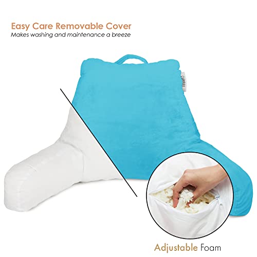 Image of Nestl Reading Pillow with Shredded Memory Foam, Designed for Sitting Up in Bed and Couch, Back and Arms Adjustable Support for Adult & Teens Backrest Pillows for Reading, Washable Cover, Bright Blue