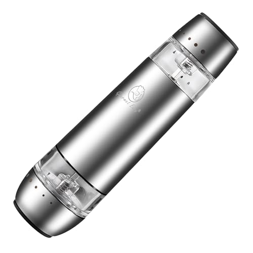 2 in 1 Electric Salt and Pepper Grinder Set, Rechargeable with USB-C, Automatic Battery Operated Salt and Pepper Shakers, Pepper Mill Grinder with Adjustable Coarseness, Stainless Steel Gourmet Easy