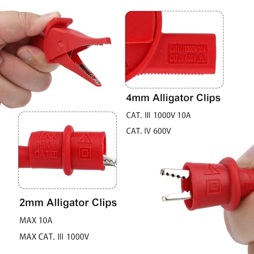 Image of 6pcs Multimeter Automotive Test Leads Kit, Banana Plug Test Leads with Needle Probe, Multimeter Leads Kit with 2mm & 4mm Alligator Clips for Digital Electrical Multimeter Testing Set