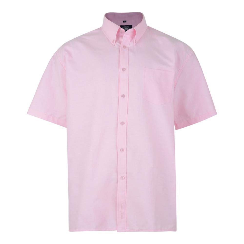 Brooklyn Clothing Men's Pink Kam Plus Size S/S Oxford Shirt In In 4XL