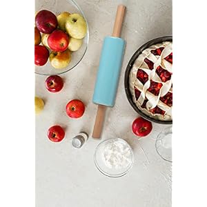 Ceramic Rolling Pin,16 inch with Wooden Handle and Stand, Rolling Pin for Baking Pastry, Pizza, Dough, Cookie, Pie Crust, Pasta, Bakery, Non-Stick Surface, Easy to Clean (Turquoise) Ceramic Rolling Pin16 inch with Wooden Handle and Stand Rolling Pin for Baking Pastry Pizza Dough Cookie Pie Crust Pasta Bakery Non Stick Surface Easy to Clean Turquoise