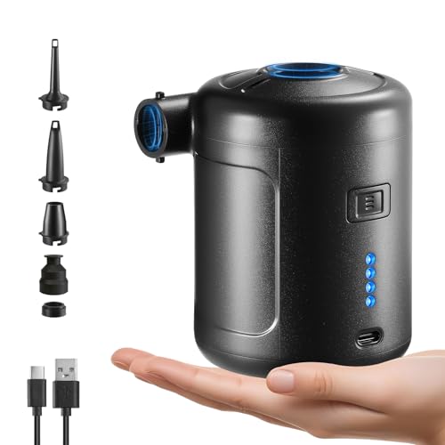 NIBBaNACAL Portable Air Pump for Inflatables Rechargeable Air Mattress Pump 400L/min Quick-Fill Inflate & Deflate 6000mAh Battery Powered Pump for Air Beds Pool Floats Vacuum Storage Bags