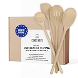 COOKERS MATE - Set 4 Utensili Cucina in Legno di Faggio Fatti a Mano, Non Graffiano - Acce...