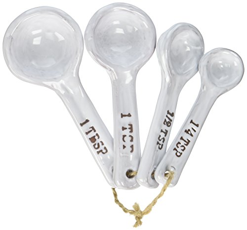 Antique White Terracotta Measuring Spoons (Set of 4 Sizes)