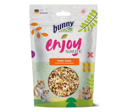 Bunny EnjoyNature Power Snack | 140 g | Ergänzungsfuttermittel für Hamster, Zwerghamster, Farbmäuse, Rennmäuse & Ratten | Eiweißreiche Saatenmischung | Schmackhafte Mehlwürmer