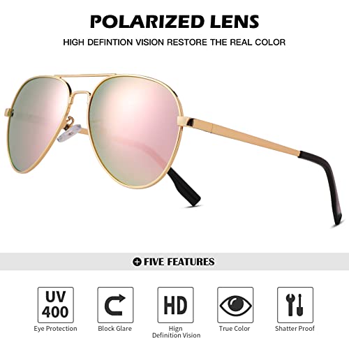 AZorb Polarized Aviator Sunglasses Mirrored Lens Metal Frame for Men Women, 100% UV 400 Protection4