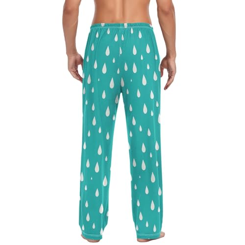 Men’s Raindrops Pattern Pajama Pants with Pockets, Comfortable Lounge Sleep Bottoms#2652