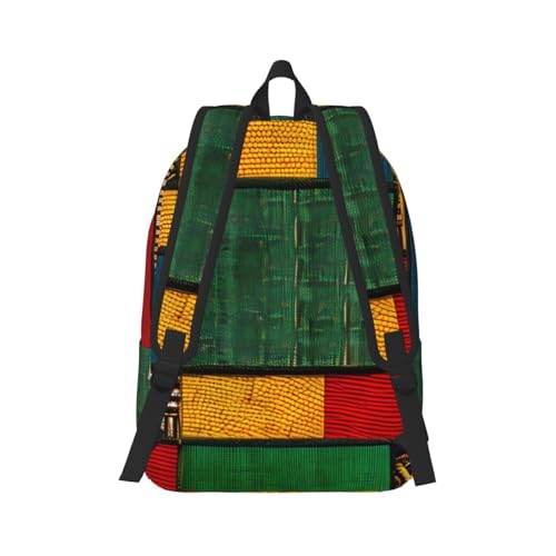African Style Patchwork Print Stylish Canvas Backpack For Men And Women, Perfect For Travel,Work,And Everyday Use3