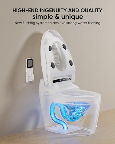 Image of Smart Toilet with Bidet Built In with Warm Water Sprayer and Dryer, Foot Sensor Operation,Heated Seat with LED Display for Bathroom,One Piece Bidet Toilet with Auto Dual Flush (WHITE L11 PRO)