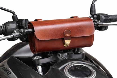 Accessoire de guidon sac de moto en cuir american blue de selle