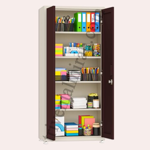 Image of Triveni almirah SHELF-26 | 10-Year Guarantee on Paint and Lock| Dual-Door Office Steel Almirah with 5 Fixed Shelves & Powder-Coated Finish (36-Inch Width)