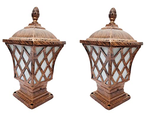 Image of Gate Light Design Aluminium Casting Water Proof Gate lamp E27 Holder Type for Home and Garden Outdoor Lights (ATHASU2)(Pack of 2)