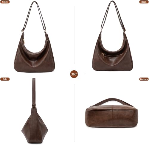 Bolso Hobo para mujer de cuero vegano retro miniatura 4
