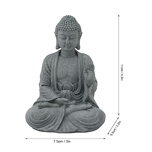 Hztyyier Buddha Statue Entrance Decoration Garden Green Home Ornament Landscape Living Room Figurine Zen Room Sculpture Fish Tank Decorative Sandstone Backyard (7135K-02) - Image 2