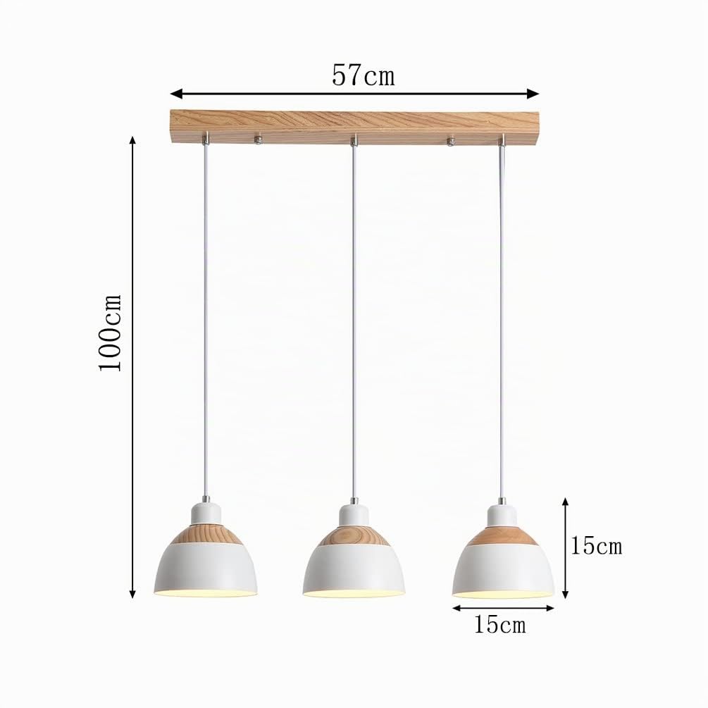 Retro Holz Hängeleuchte 3-Flammig Esstischlampe Weiß Metall Pendelleuchte Industrie Höhenverstellbar Hängelampe für Esszimmer Küche Cafe Theke Innen Büro Pendellampe,E27