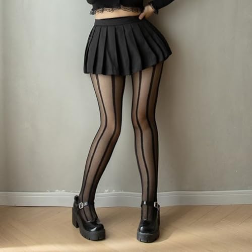 Sexy Black Stripes Patternd Sheer Tights for Women, 20 Denier Nylons Black Tights Stockings4