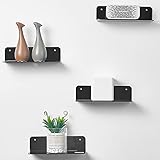 OAPRIRE Small Acrylic Floating Wall Shelves Set of 4, Flexible Use of Wall Space, 9 Inch Adhesive...