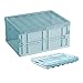 Contenitore pieghevole in plastica pieghevole per riporre oggetti, mini cestino impilabile, cestino da 10 l, con coperchio per bambini, vestiti (blu)